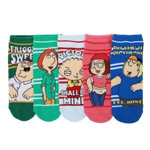 Family Guy  No-Show Womens Striped   Socks 5 Pak - New with tags.